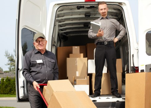 Office removals planning in Kingston Upon Thames with moving boxes and desks