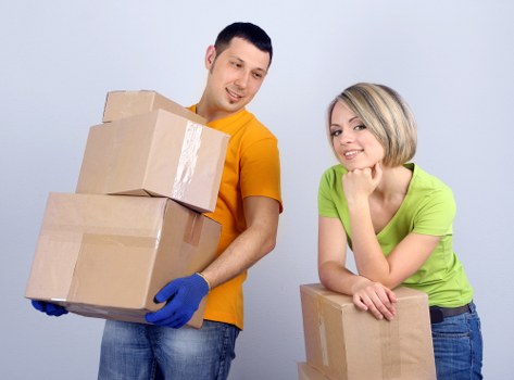 Durable boxes and labels used for household and business relocation