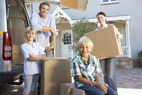 Moving boxes and student furniture in a Kingston flat move