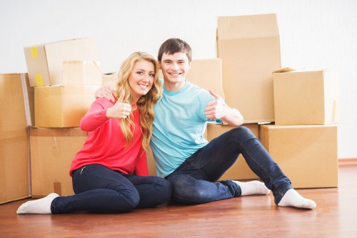 Packed boxes and household items ready for moving day
