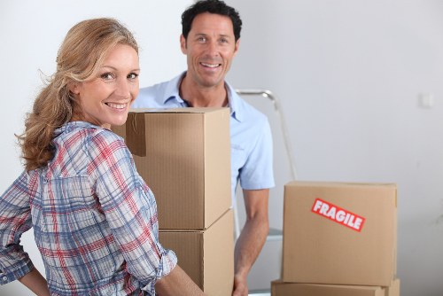Careful waste sorting during a local clearance service
